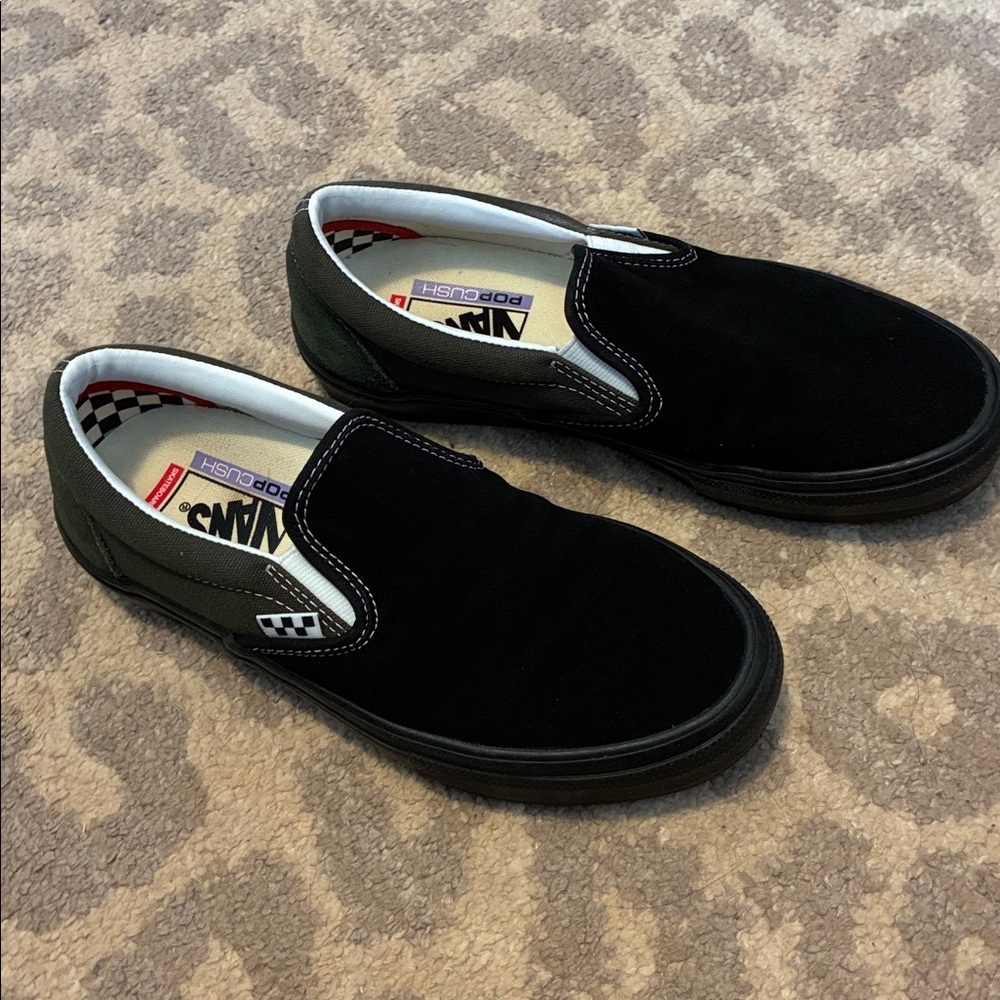 Vans Classic Two Tone Slip On Suede Sneaker Green Black